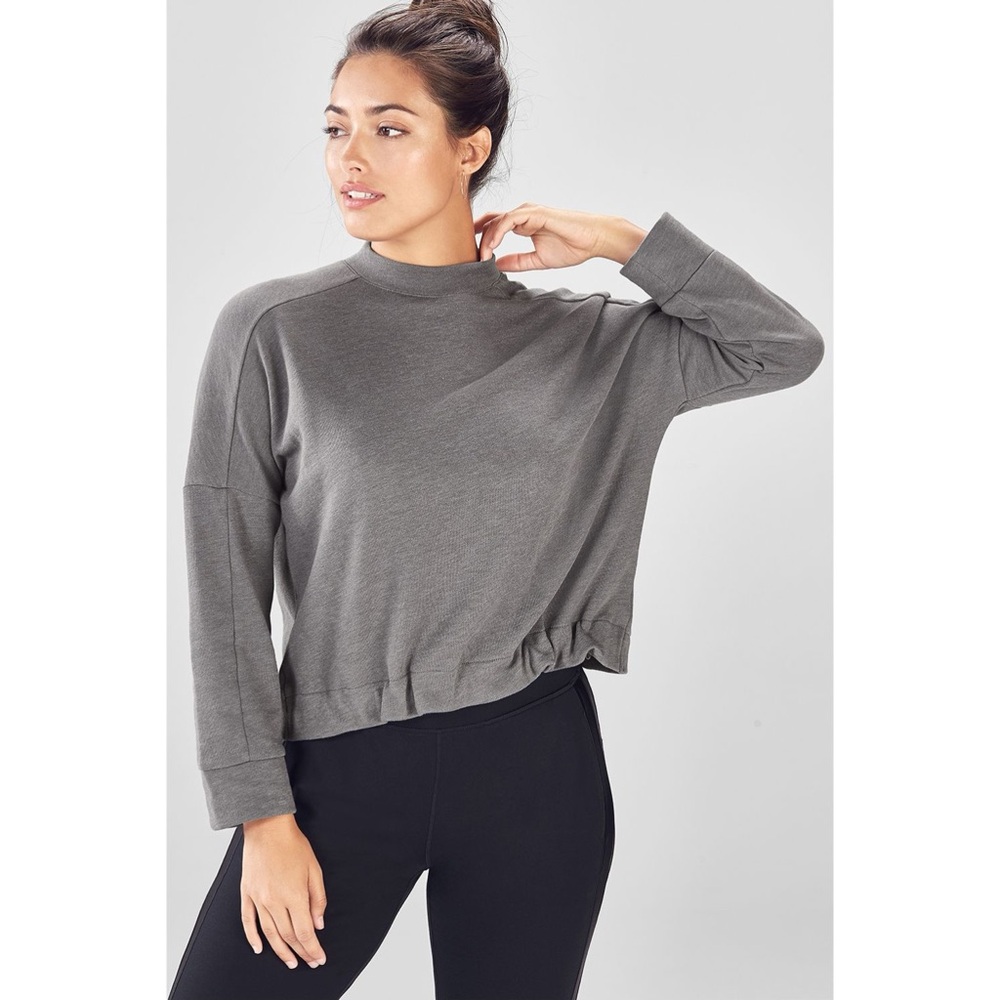 Fabletics - Selena Terry High-Low Pullover - Grey - Size Medium